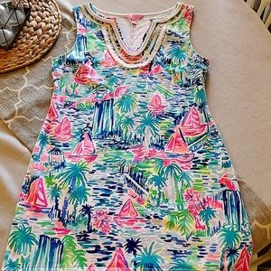 Lilly Pulitzer dress, tropical pattern,
